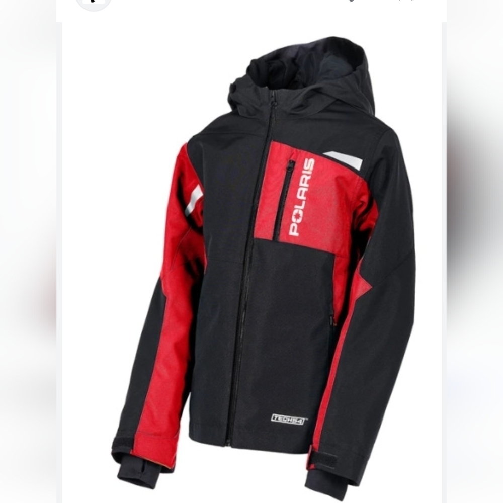 New Polaris jacket, red and black size L youth
